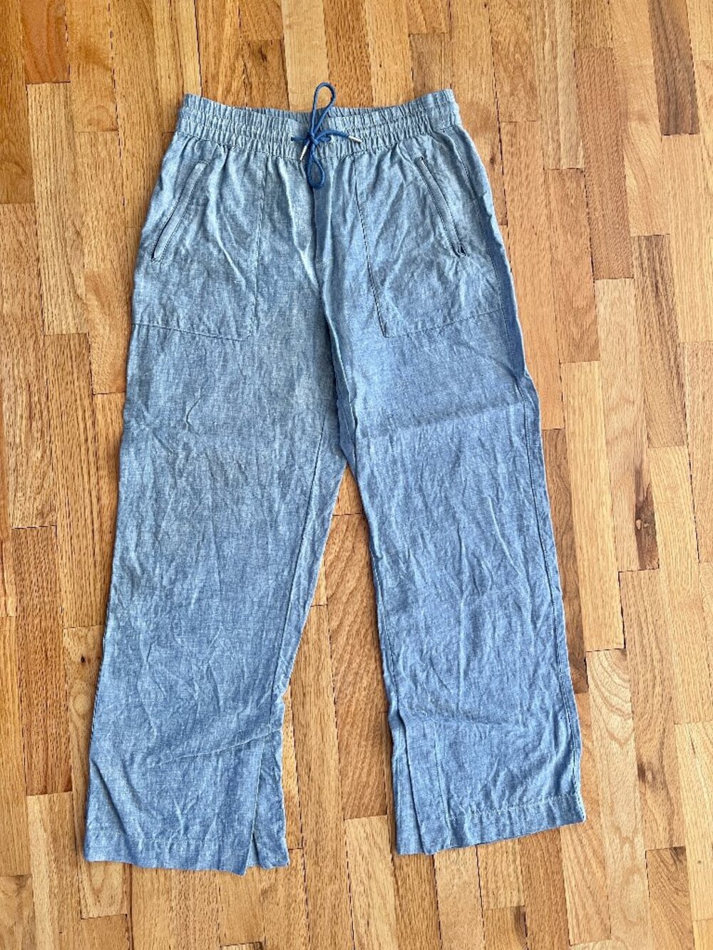 Athleta Retreat Wide Leg Linen Pant Chambray Blue Size 6